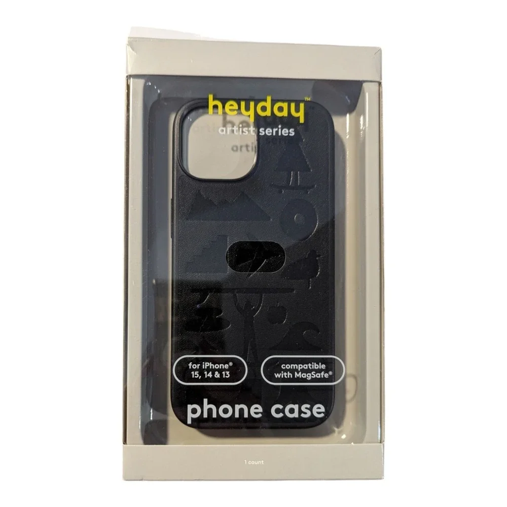 B2. Heyday Apple iPhone 15/ 14 / 13 Faux Leather  MagSafe - Keiji Ishida Black‎